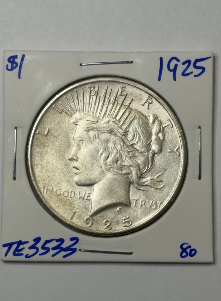 1925 $1 Peace Silver Dollar ** TE3533