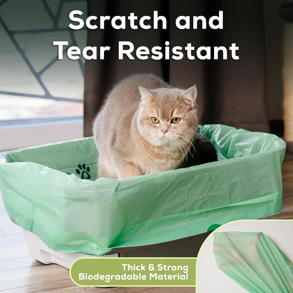 Cat Litter Box Liners Compostable Drawstring Jumbo 6 Count Biodegradable