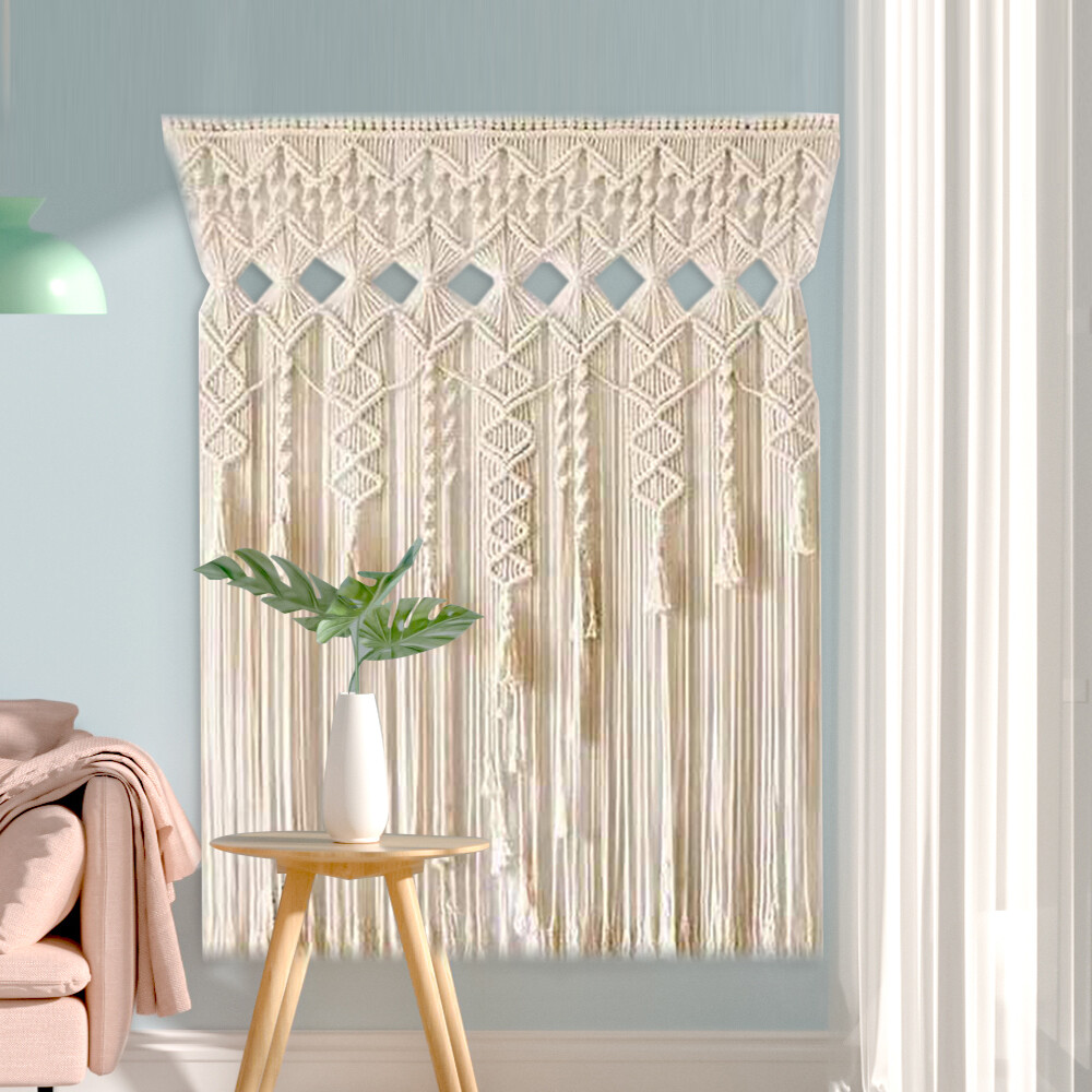 Handmade Macrame Wall Hanging Boho Home Backdrop Door Window Curtain Decor