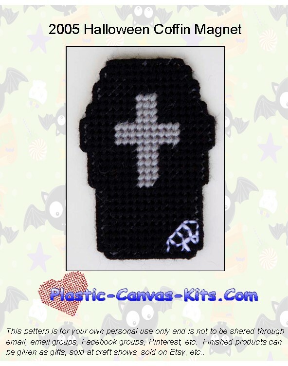 Halloween Coffin Magnet-Plastic Canvas Pattern or Kit