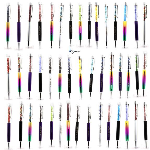 Yellow Opal Mineral Pen. White Color.