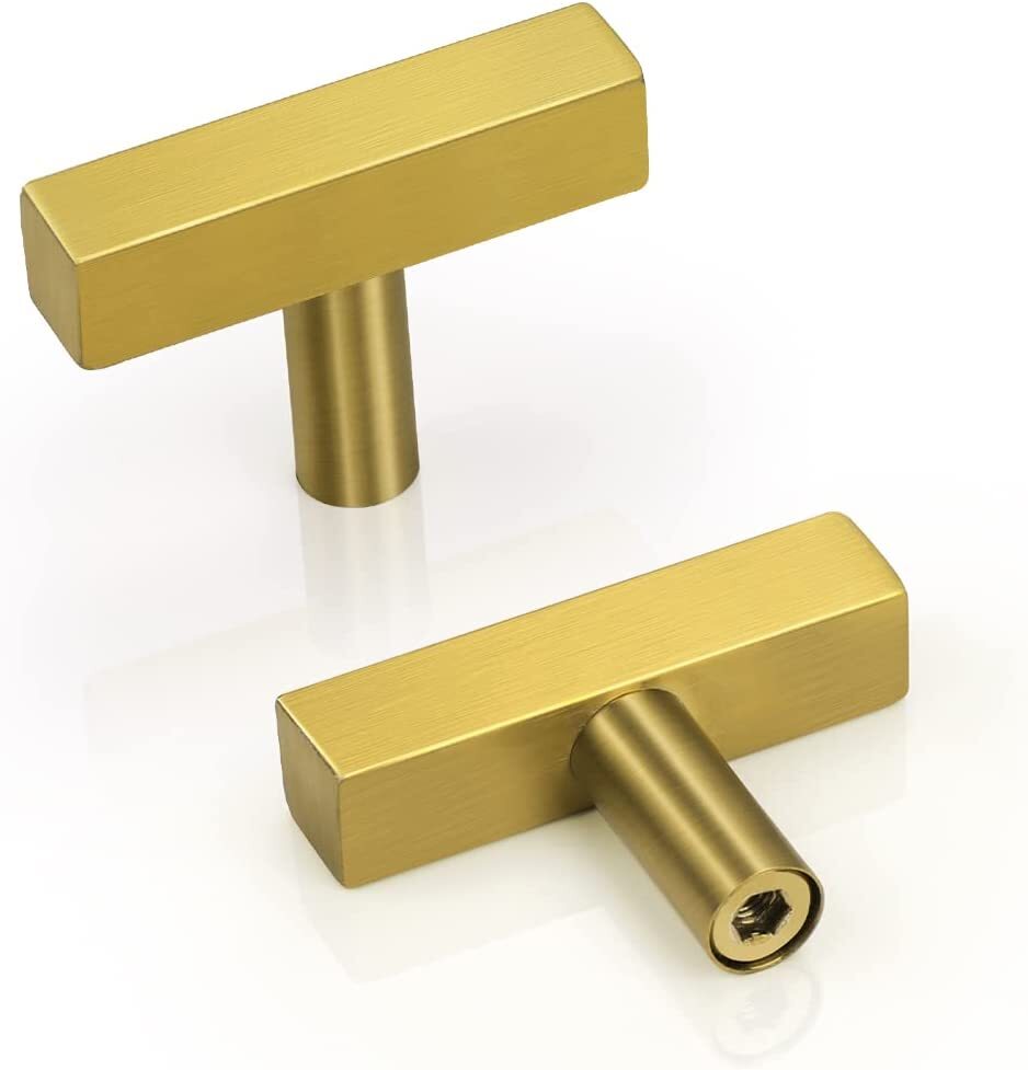 Stainless Steel Kitchen Square Cabinet Handles Gold Drawer Pulls Hardware 2"-10"