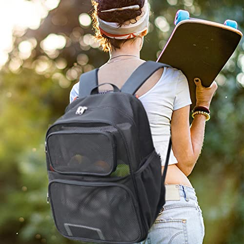 Large Mesh Backpack, Semi-transparent College Backpack, See Through Mesh Black