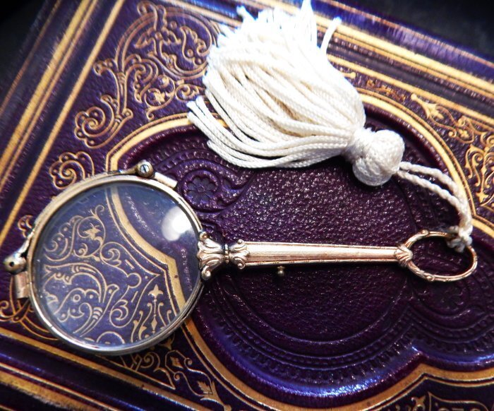 Antique Victorian Working Magnifying Folding Lorgnette Spectacles Eyeglasses
