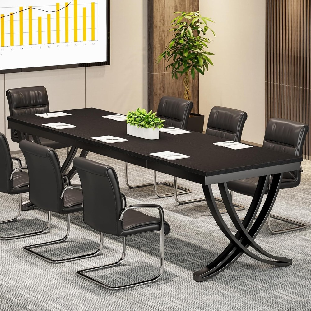 6.5FT Conference Table for 6-8 People, 78 inch Long Rectangular Seminar Table
