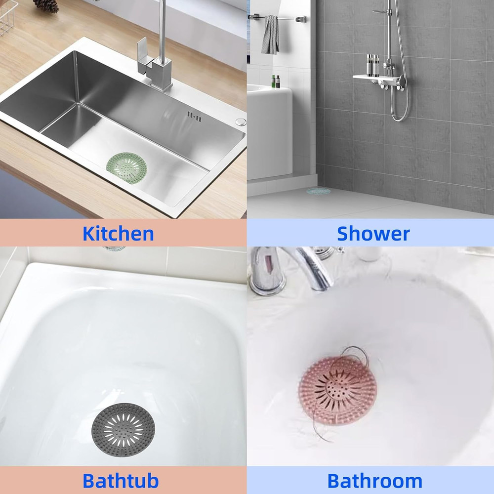 2 Pack, Drain Strainers, Hair Catcher Shower Drain Covers Protector, Flexible TP