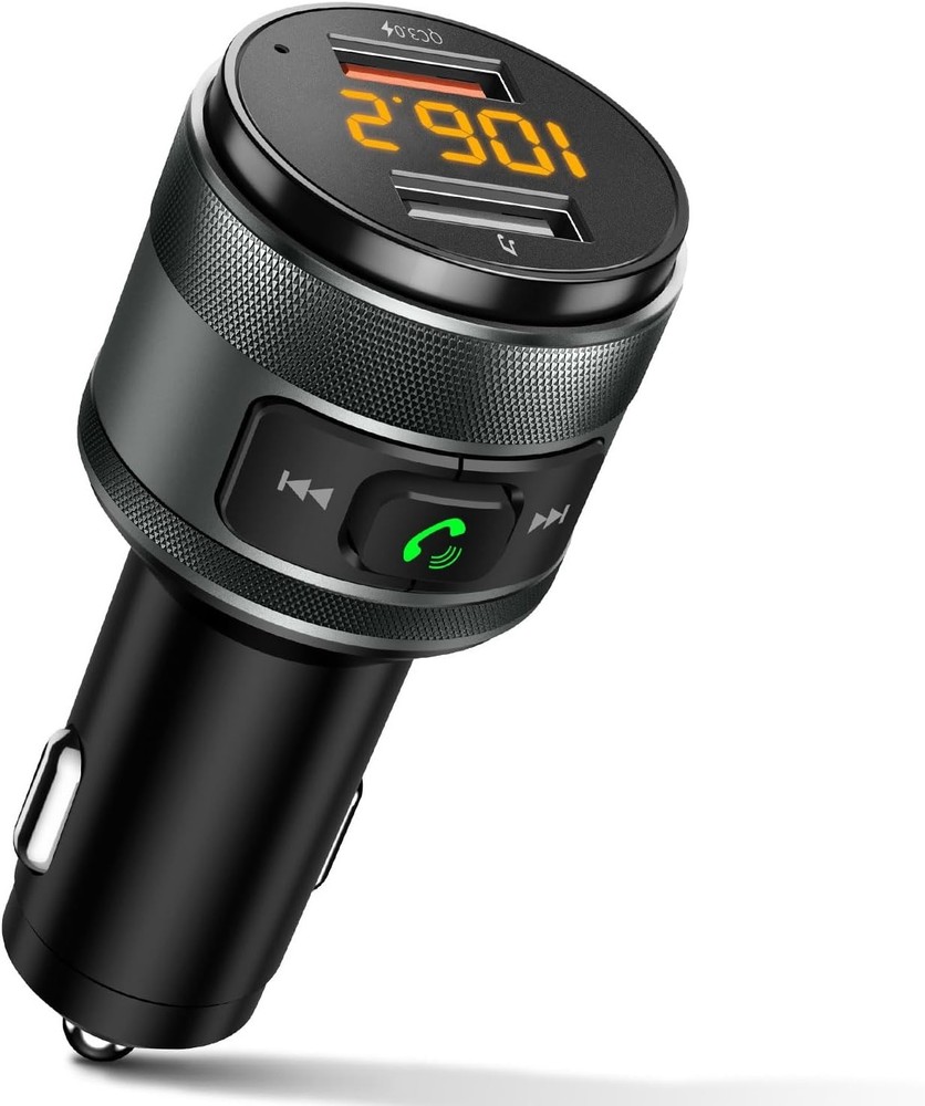 Bluetooth 5.4 Wireless FM Transmitter with Multi-Safety Protection & LED Display