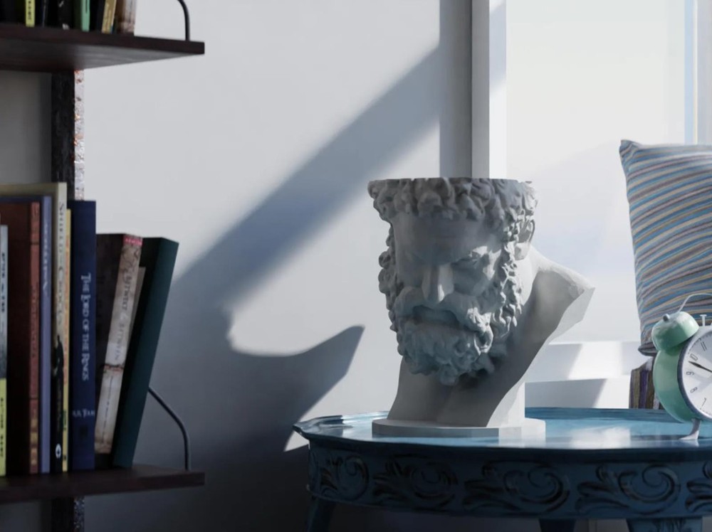 Hercules Bust Planter - Greek God Head Vase
