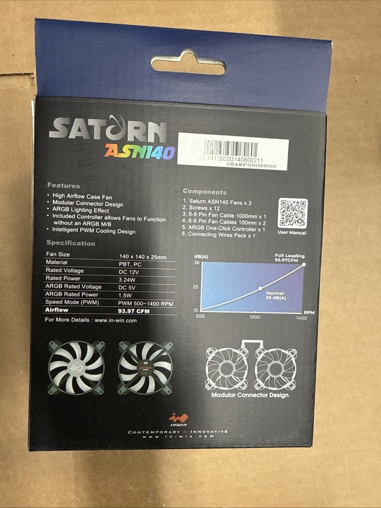 InWin Saturn ASN140 140mm case fan - 3 pack