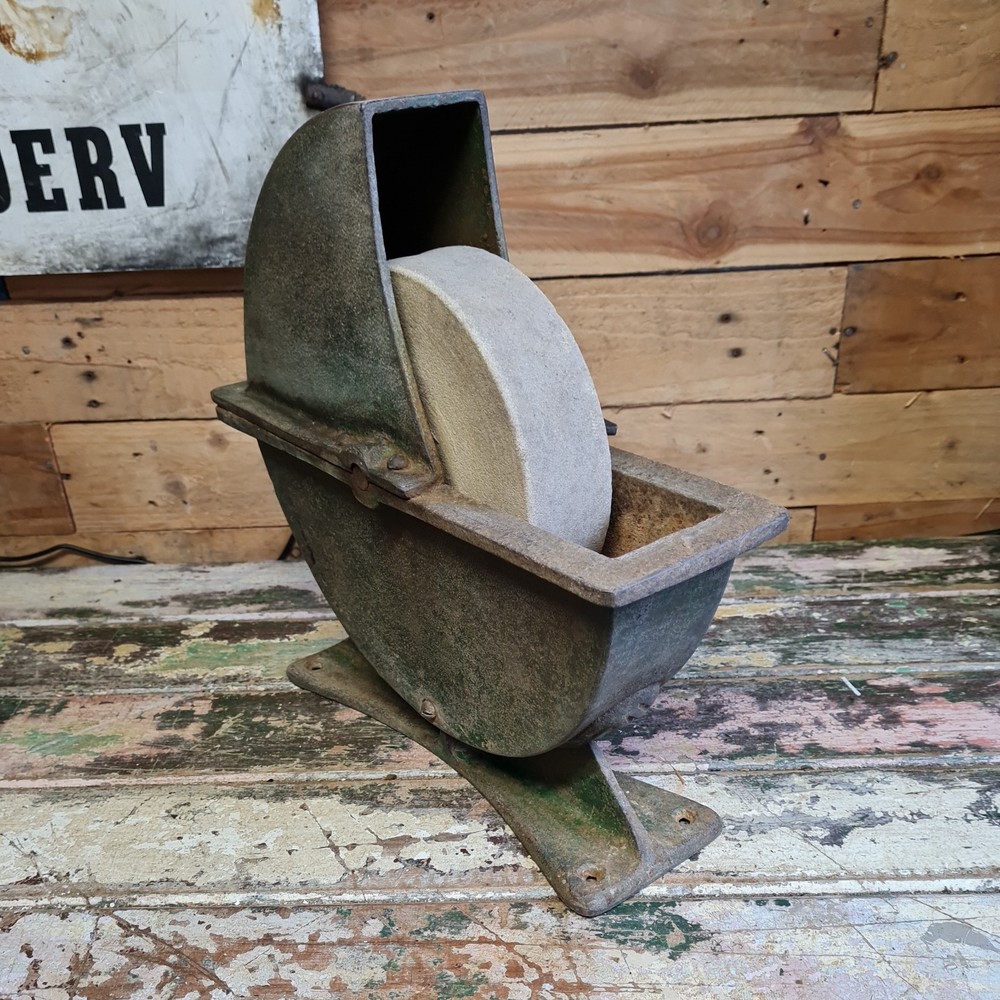 Antique cast iron Whetstone Grinding Wheel tools garage workshop reclaimed
