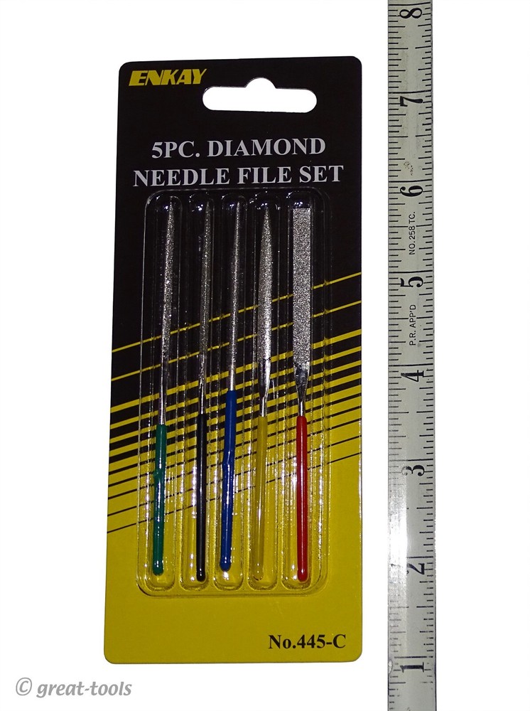 DIAMOND NEEDLE FILES – 5-pc mini file kit – assorted hobby tool set