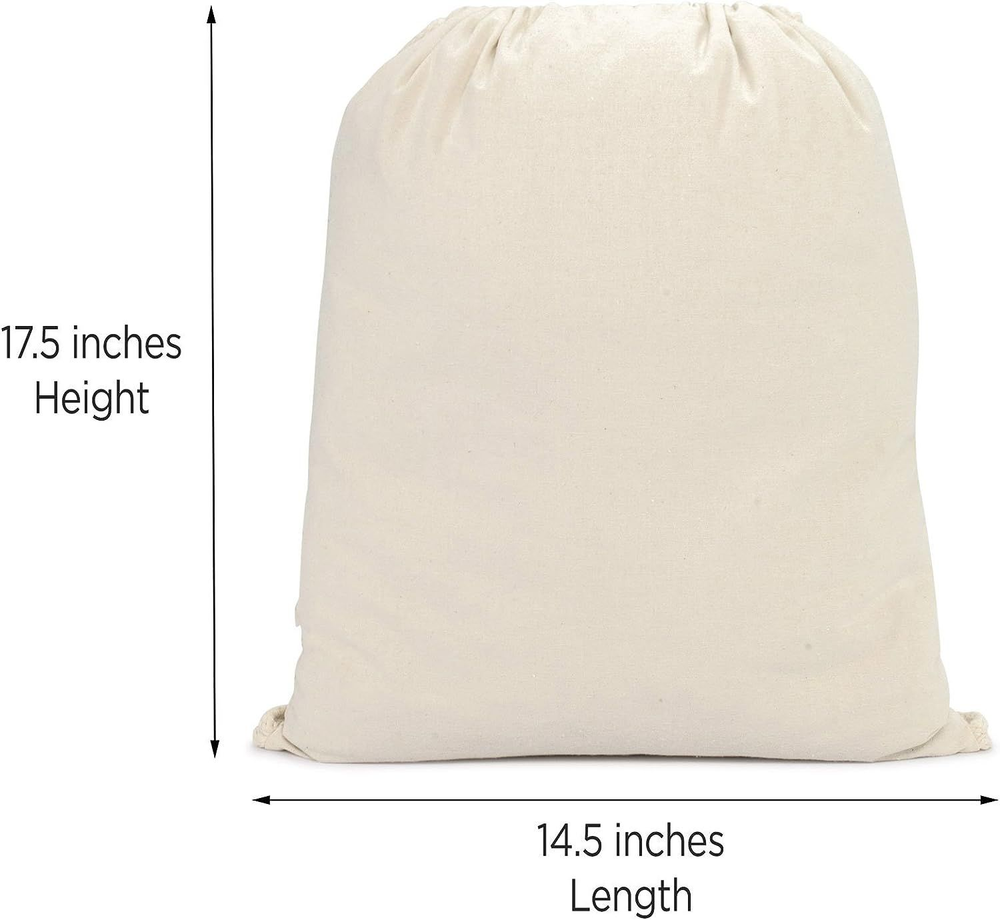 DALIX Canvas Drawstring Bag String Backpack Gym Mens Womens Natural