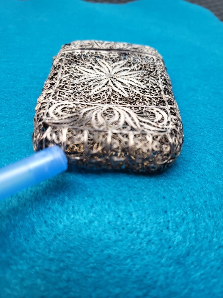 Antique Silver? Filigree Card Case Cigarette Case? Old Scroll Work Two Designs