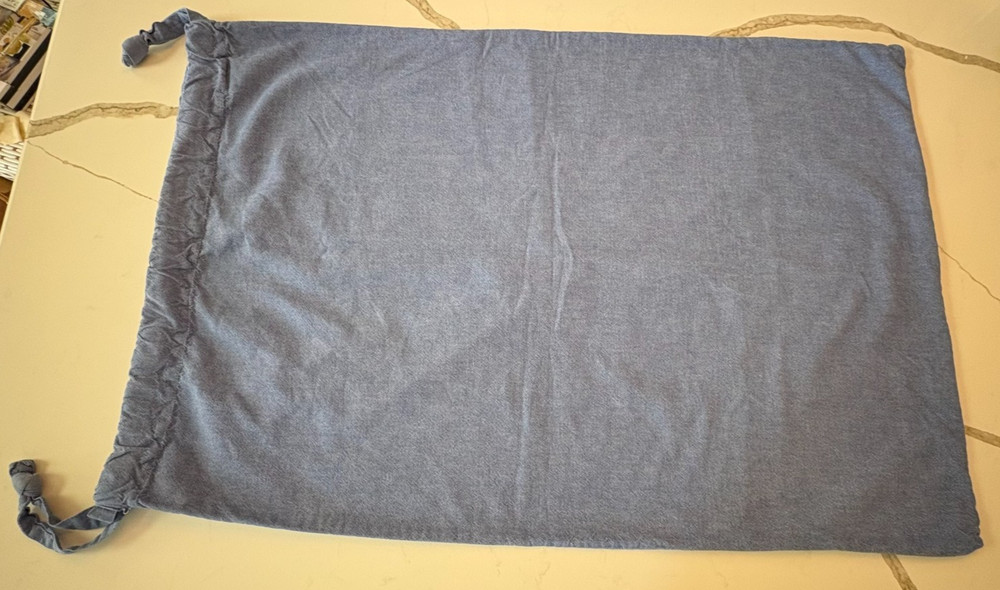 POTTERY BARN Laundry Bag Basket Liner Chambray Blue Dorm Drawstring Large