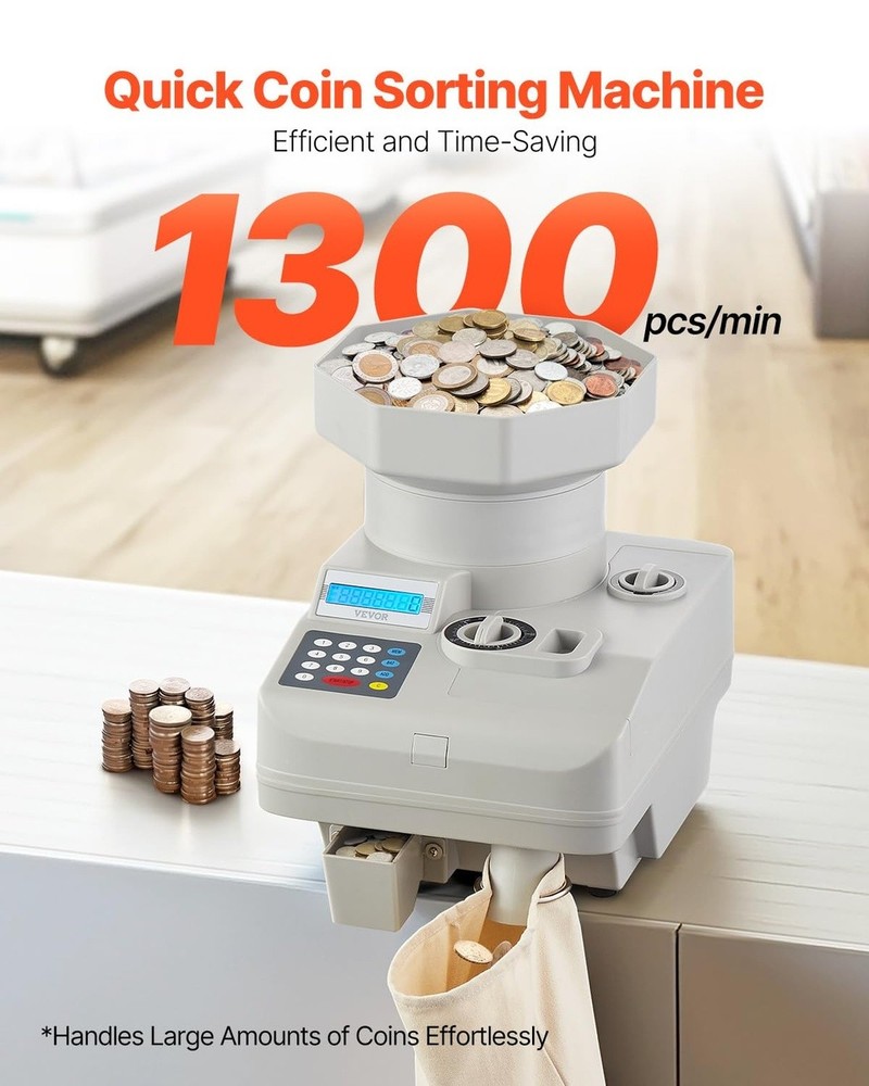 Professional Coin Counter 1300 Coins Per Minute