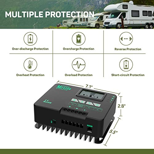MPPT Solar Charge Controller 20 Amp Negative Ground Controller with Bluetooth