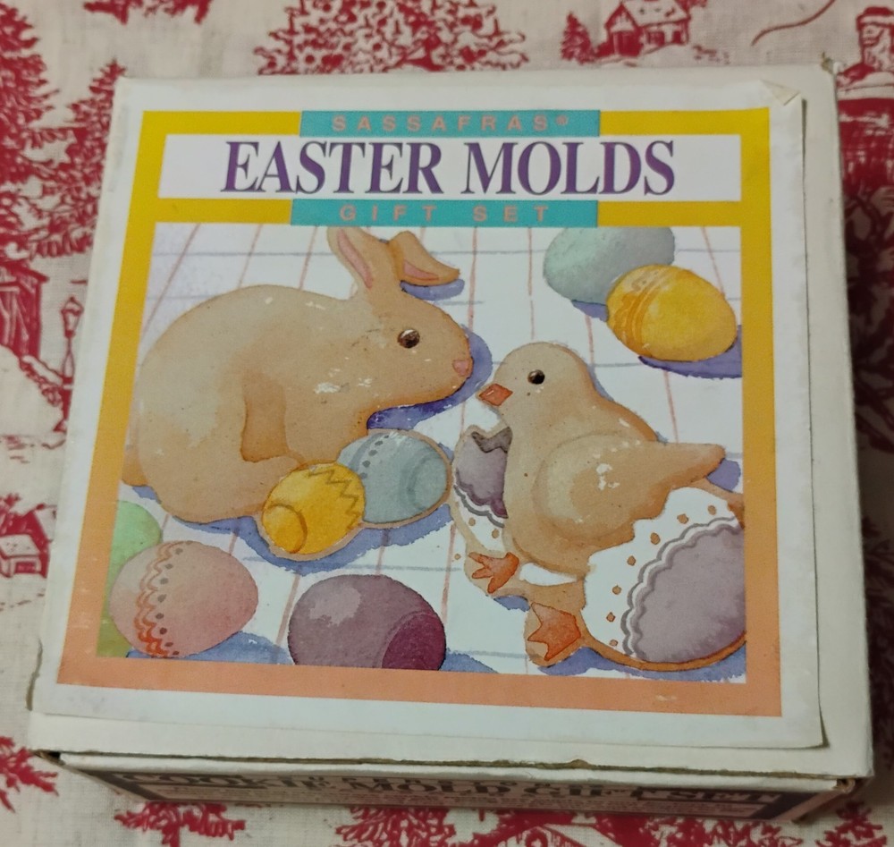 1996 Easter Superstone Cookie Mold Gift Set Bunny Chick Vintage Stoneware