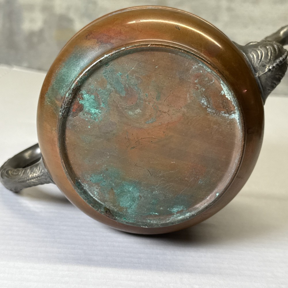Antique Ornate Copper & Pewter Teapot