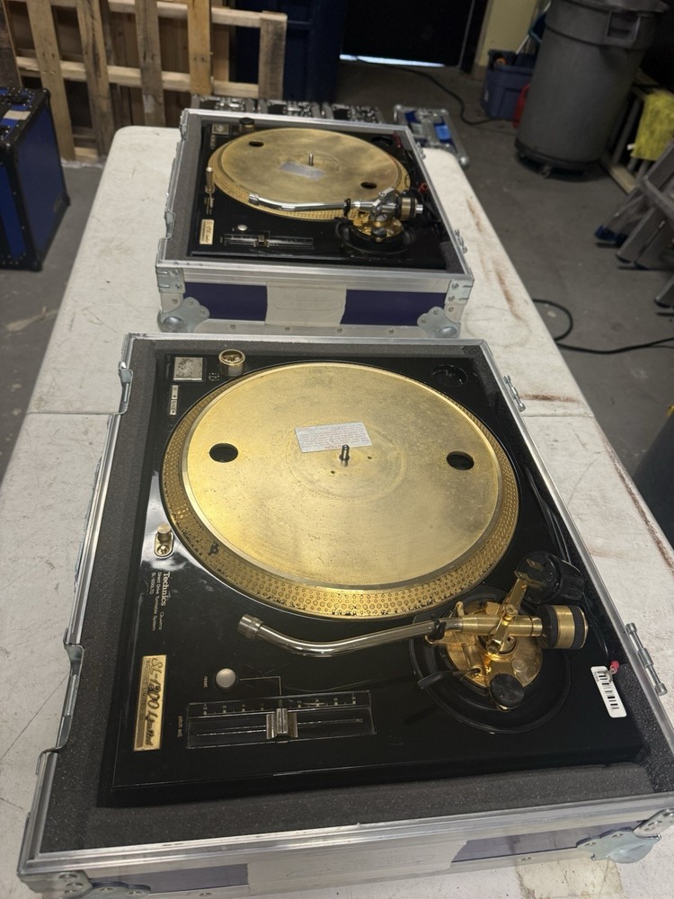 2 TECHNICS SL-1200 LTD  Limited Gold Edition Turntables with cases.