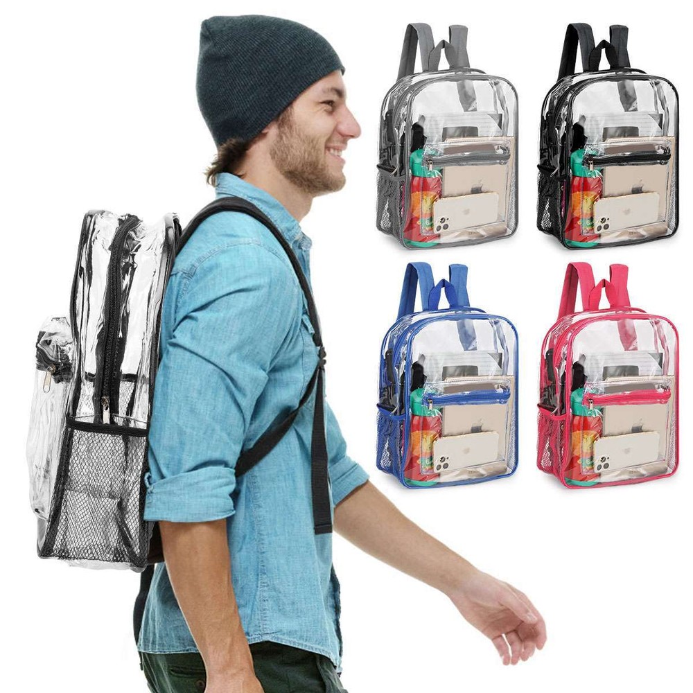 Clear Backpack Transparent See Through School Security Heavy Duty Bookbag Tote