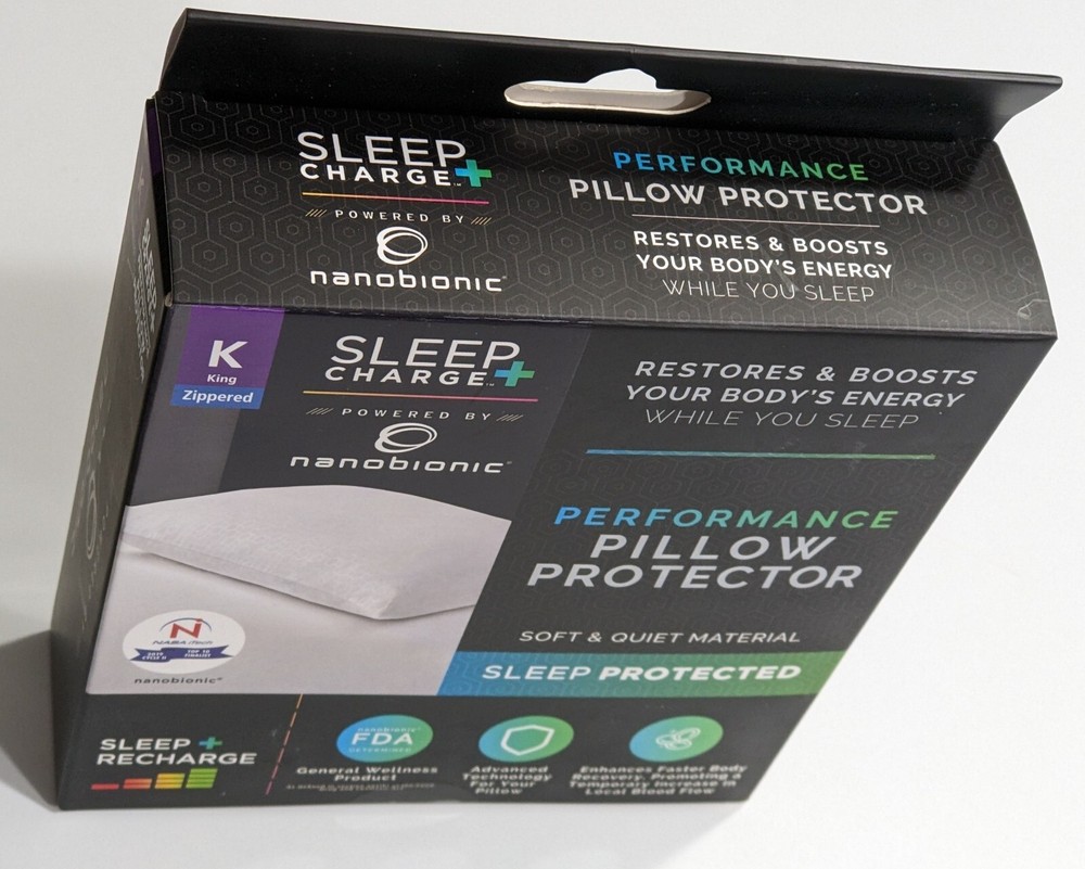 Sleep Charge Nanobionic King Size Pillow Protector/Case, Soft & Quiet Material