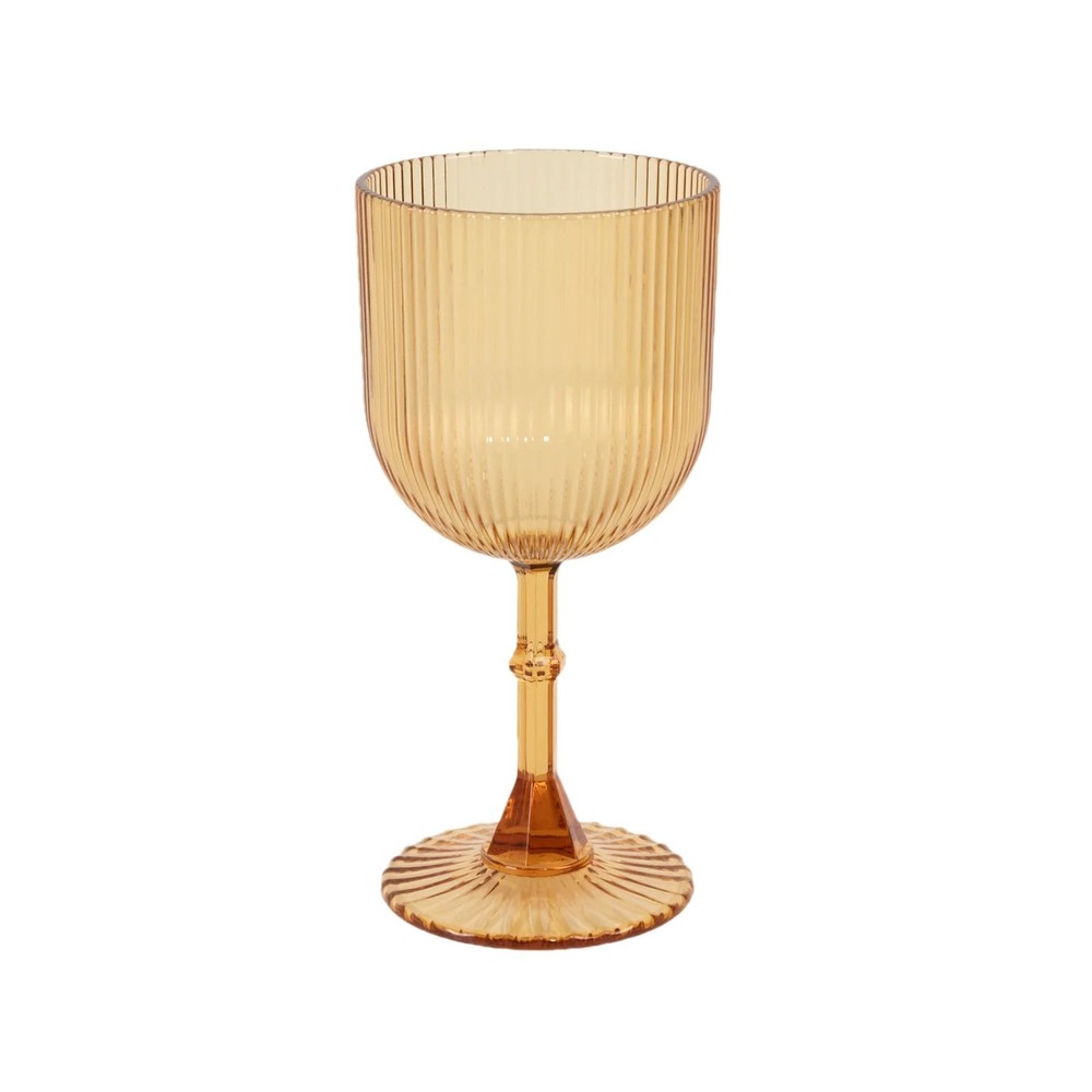 12 Plastic Wine Glasses Vintage Ribbed Pattern Party Event Decorations