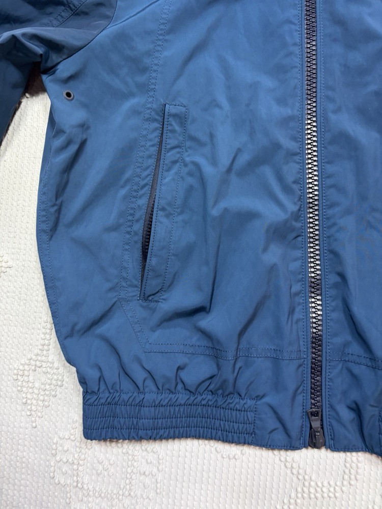 Orlebar Brown Shell Bomber Jacket Men Medium Stowable Hood Blue Full Zip