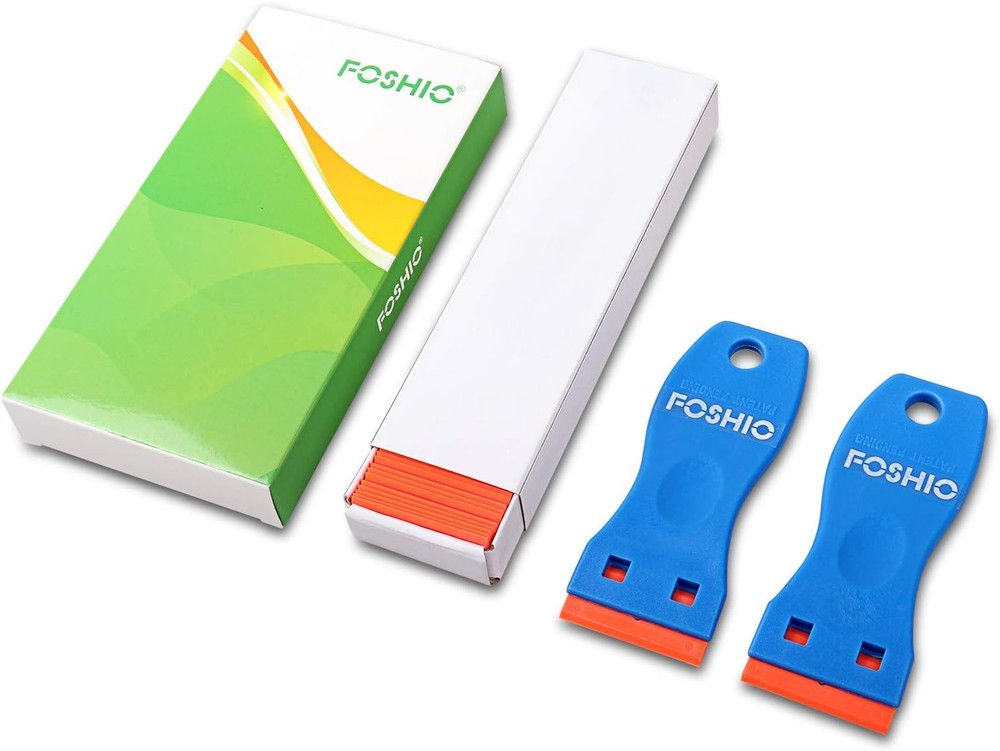 FOSHIO Plastic Razor Blade Scraper Include 2PCS Scraper Tool and 100PCS Blades f
