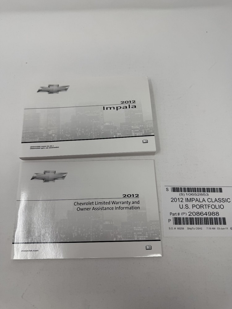 2012 Chevrolet Impala Owners Manual OEM Complete Set