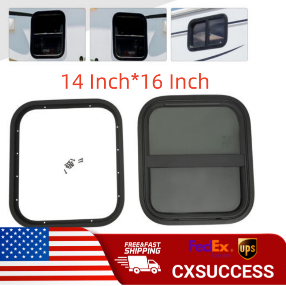 Trailer Slidi Window Camper Vertical Slide Venting Window+Trim Ring 14*16 Inch