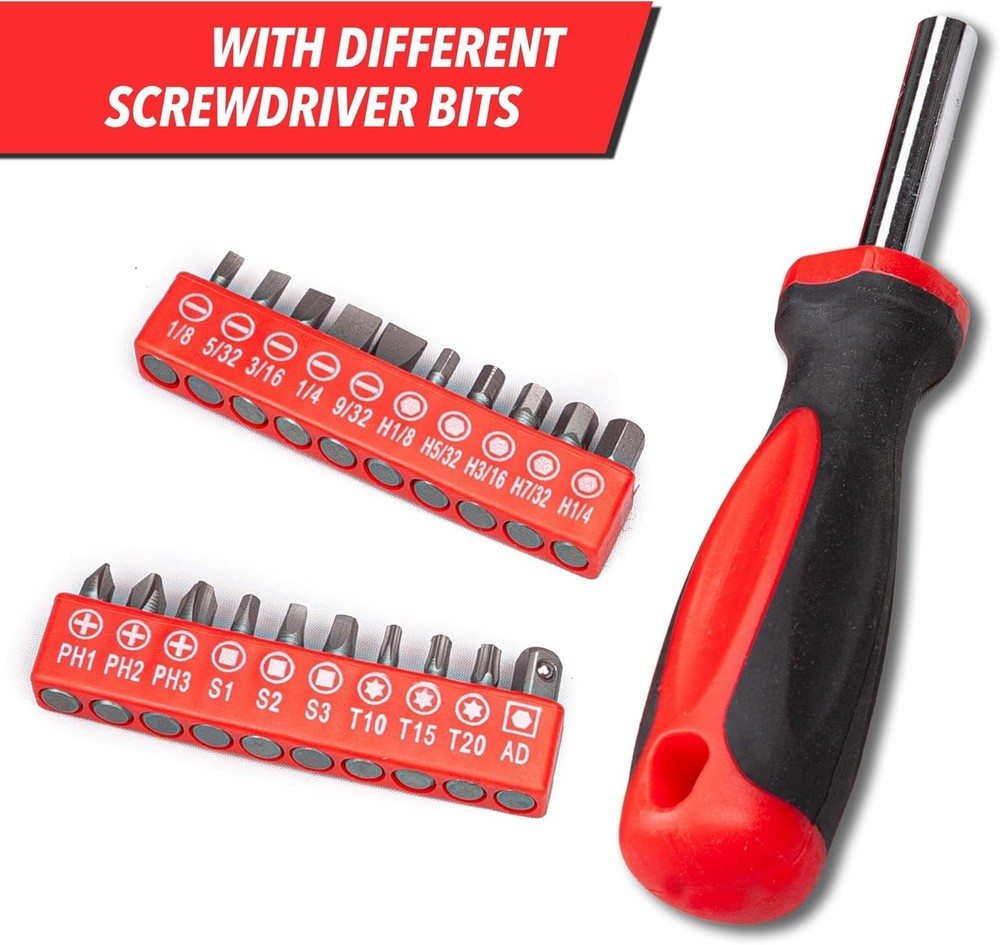 136-Piece Tool Set General Household Hand Tool Kit with Plastic Toolbox Stora...