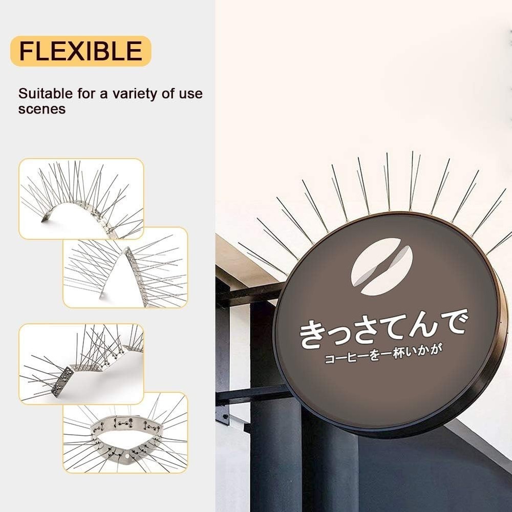 Weather-Resistant Bird Spikes with Full Coverage Design – 4 Piece Stainless Set