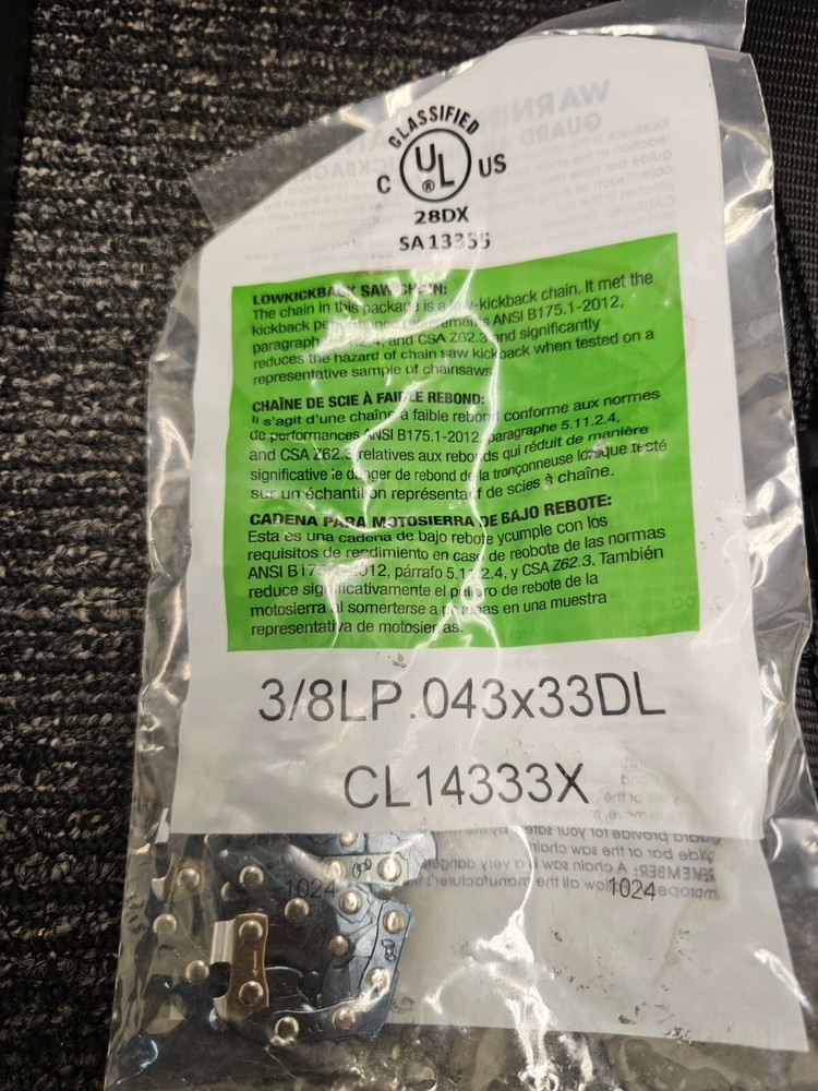 Hyper Tough 8" Chain Saw Chain / Guide CL14333X / Charger