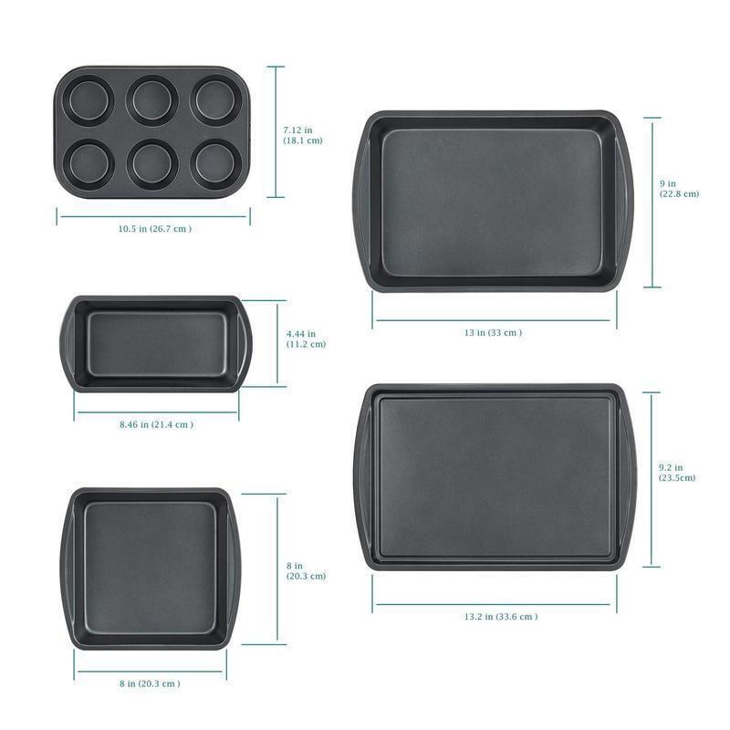 6 Piece Non-Stick Bakeware Set Easy Release Durable Carbon Steel Baking Pans New