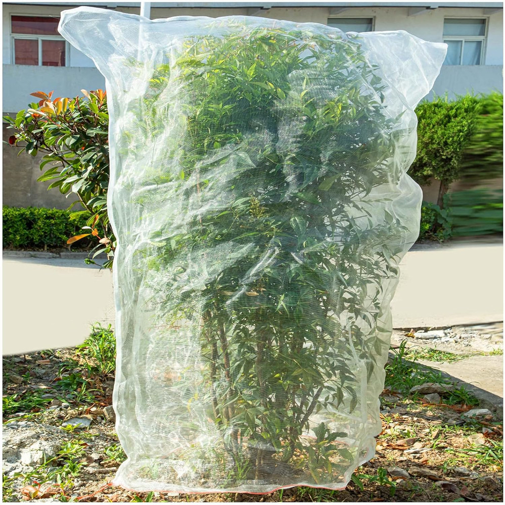 Garden Bird Barrier Mesh with Drawstring - 3.5 x 4.6 FT Plant Protector