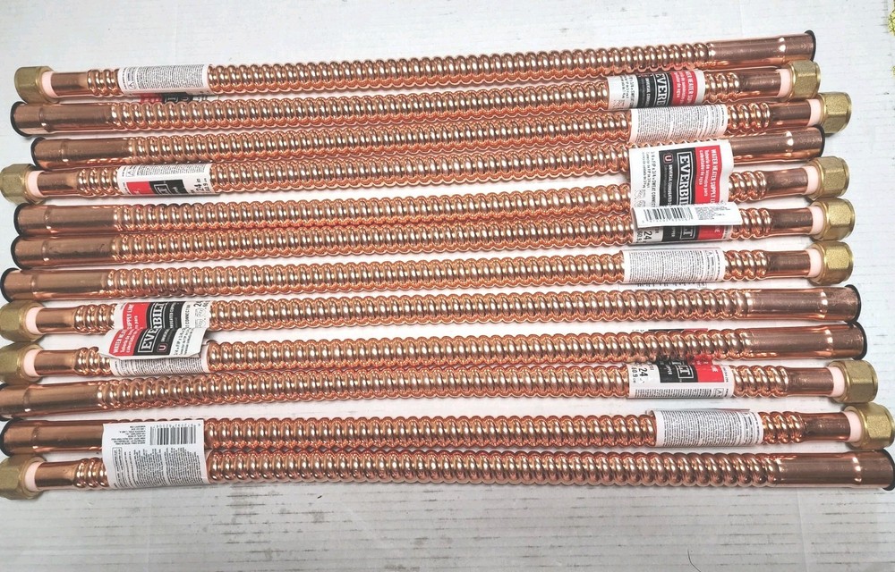 Everbilt Lot Of 12 Water Heater Connectors Copper 3/4" Sweat x 3/4" FIP x 24"