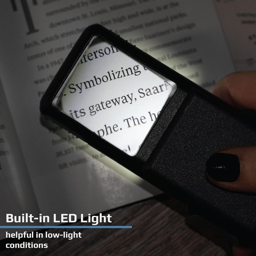 Carson MiniBrite LED Lighted Slide-Out Aspheric Magnifier with Protective Sleeve