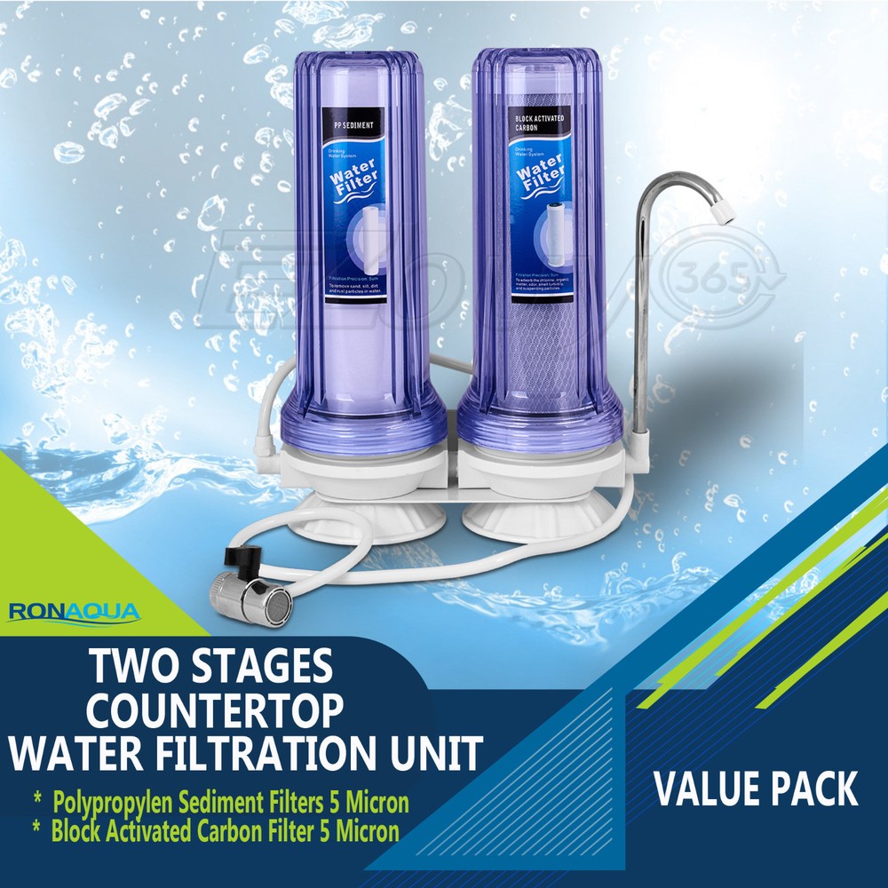 Dual Countertop Water Filtration Unit: Carbon Block & Sediment