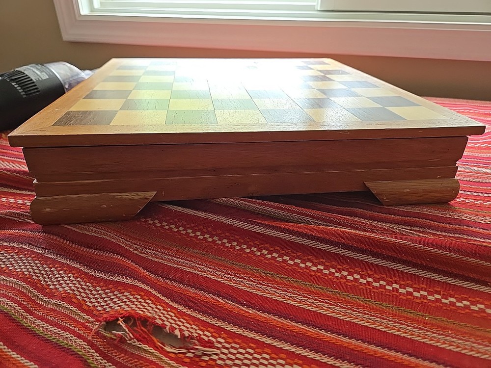 Vintage Glazed Ceramic Duncan Complete Chess Set With Board