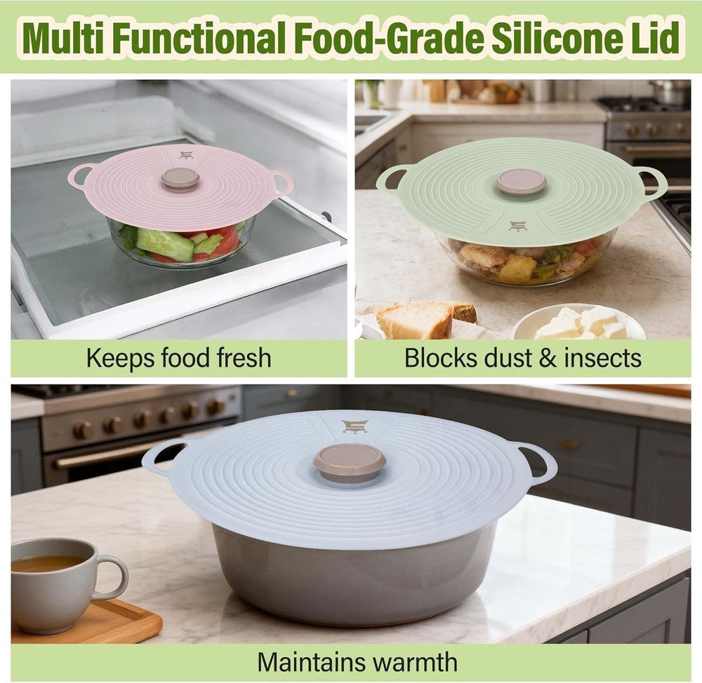 Versatile Silicone Bowl Lids Set (8", 9", 11") - Safe & Eco-Friendly Covers