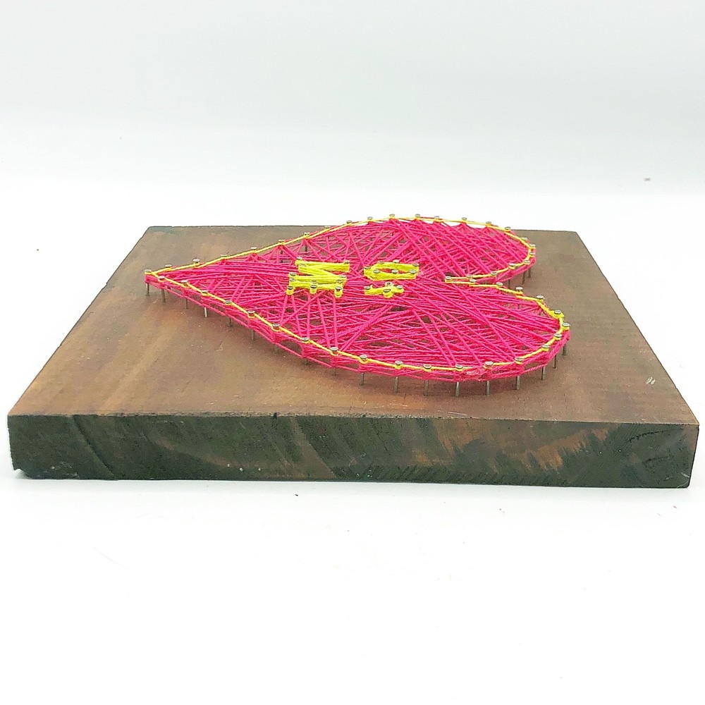 U + Me Heart String Art 7" H Handcrafted Plaque