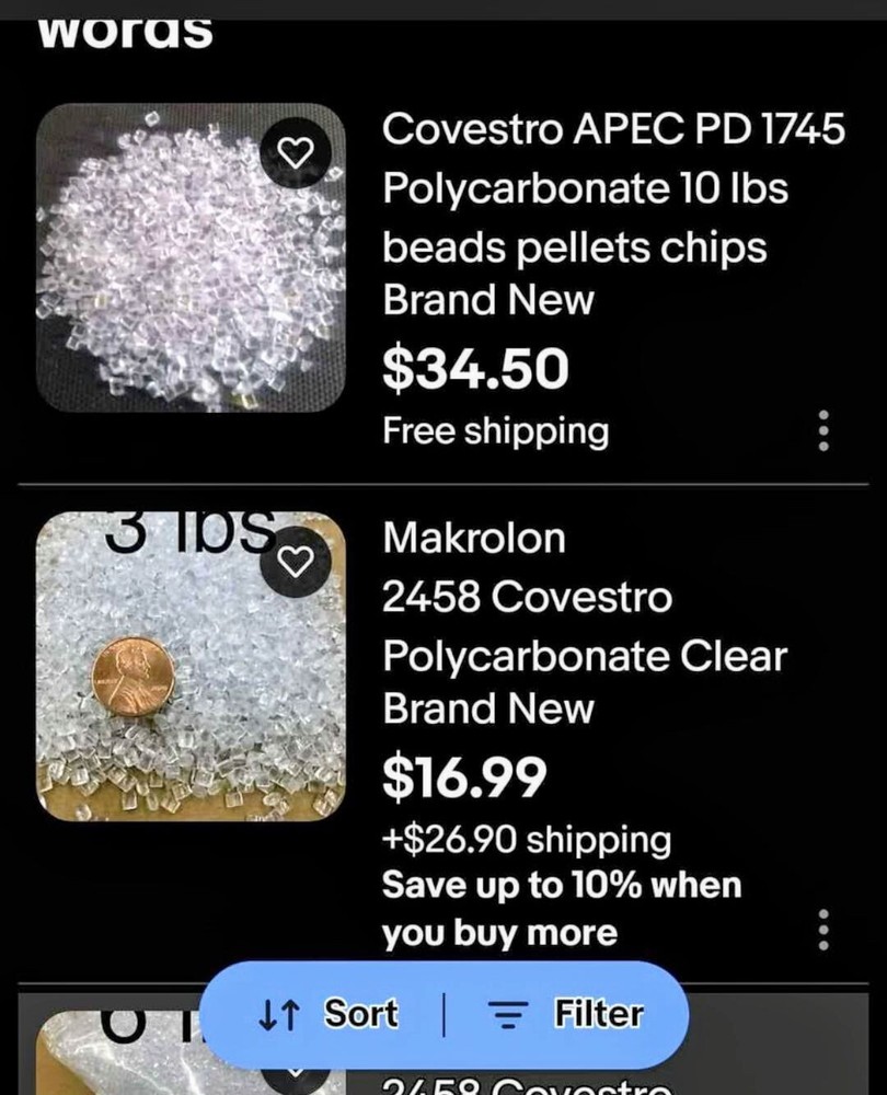 Clear PC polycarbonate Plastic Pellets Resin - 10 LBS - Injection Molding grade