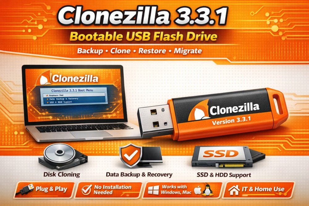 Clonezilla Linux Latest Edition Bootable USB Flash Drive