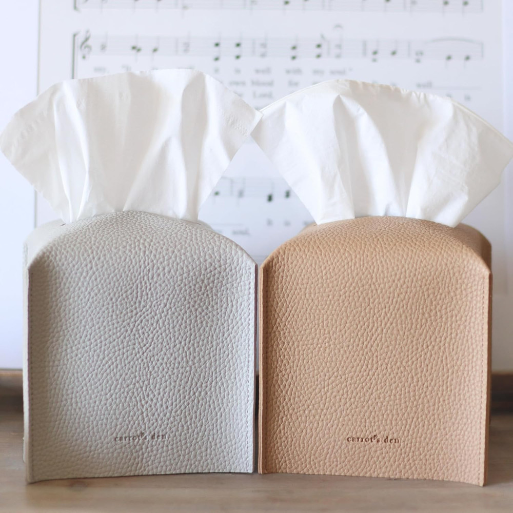 Tissue Box Cover Holder, Square with Bottom Belt by - PU Leather Decorative Org