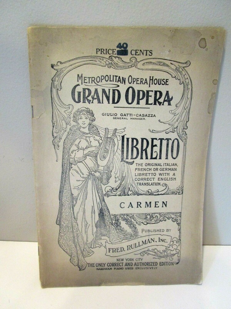 VTG Antique Metropolitan Opera House Opera Program Libretto Carmen