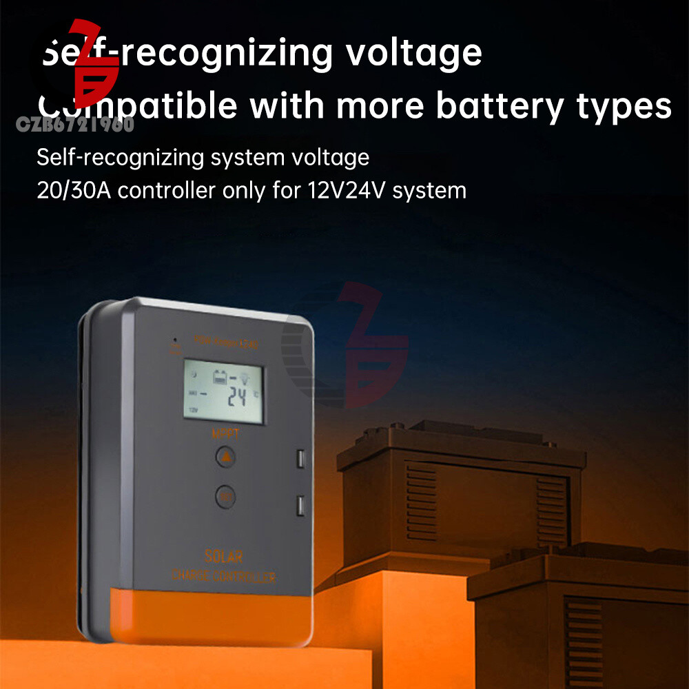 MPPT 30A 20A Solar Charger Controller 12V 24V Solar Panel Regulator LCD Dual USB