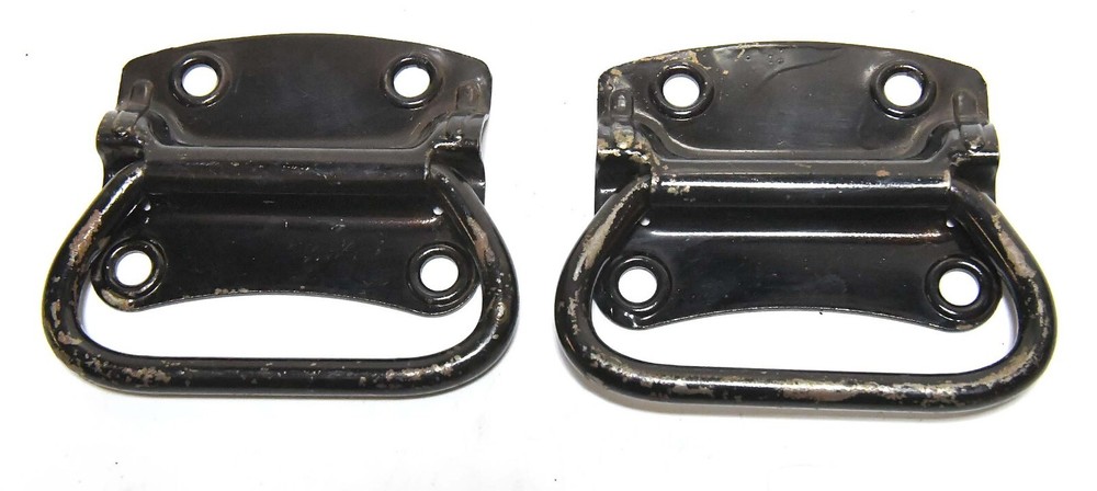 2 VINTAGE INDUSTRIAL MOUNT SURFACE MOUNT PULL RING HANDLES FOR CHEST OR CABINET