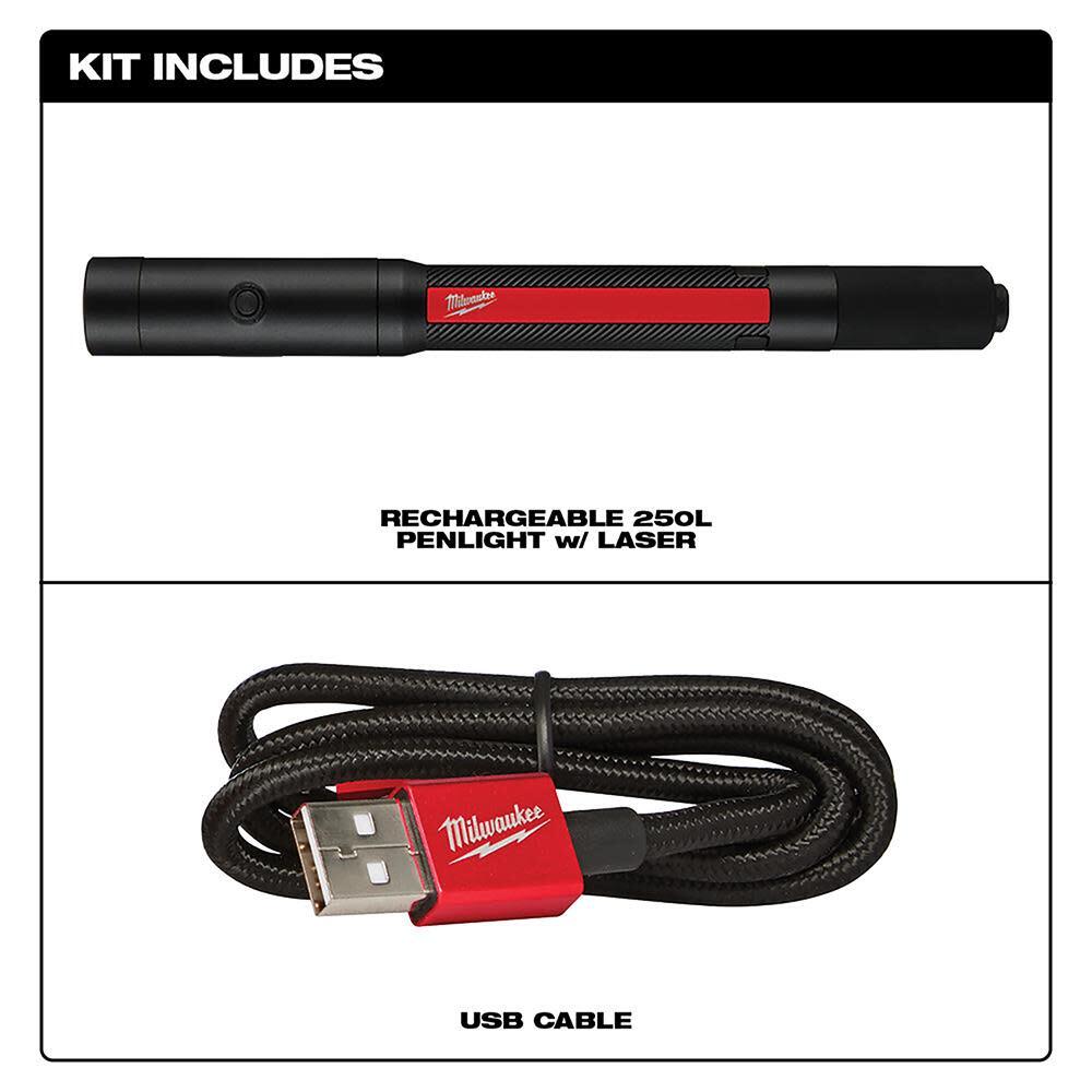 Milwaukee Penlight With Laser Rechargeable 250L