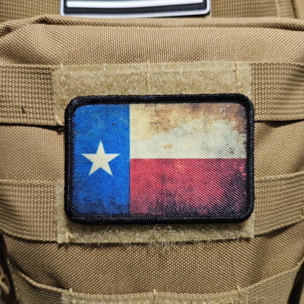Distressed Texas state flag Morale Patch 2"x3" hook and loop tactical
