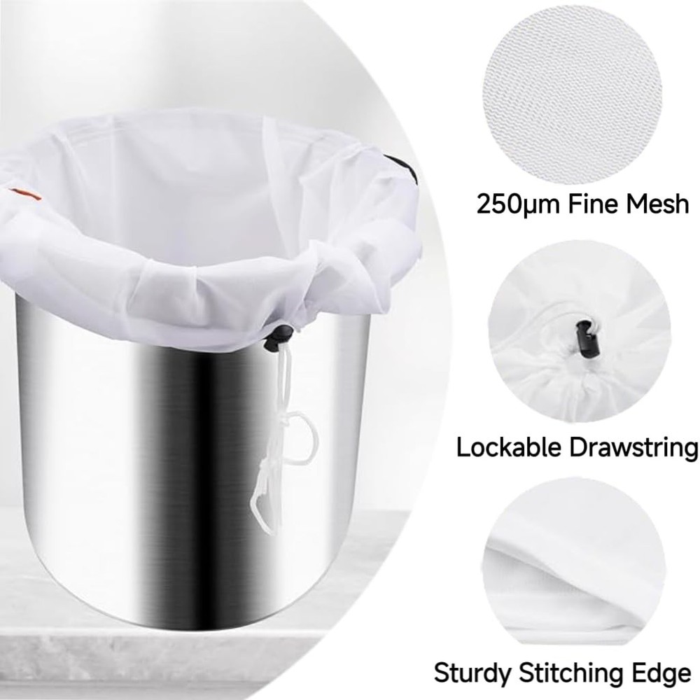 Brew Bags, 2 Pack Extra Large Reusable Straining Bag, medium, White